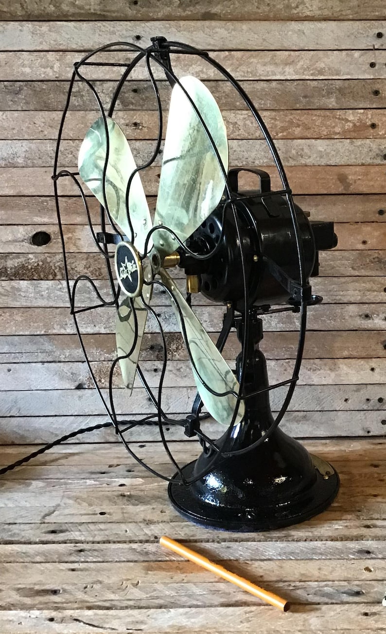 Summer Rite Fan Star Rite 4 Brass Blade Fan 3 Speed Oscillating Classic 16.5 Inch 20s ...