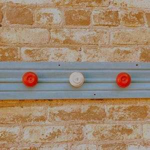 Upcycled Coat Rack Towel Rack Upcycle Wood Trim Vintage Painted Knobs Drawer Pulls Shabby Chippy Teal Blue Paint Metal Vase Holder