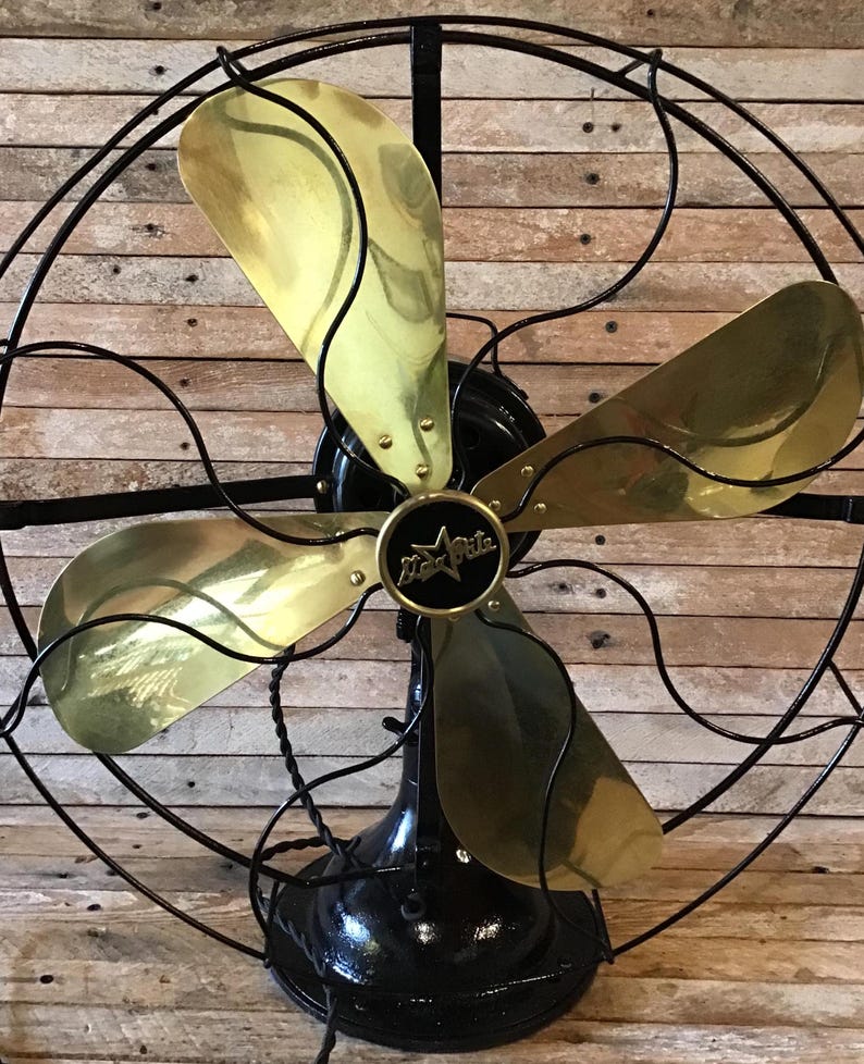 Summer Rite Fan Star Rite 4 Brass Blade Fan 3 Speed Oscillating Classic 16.5 Inch 20s ...