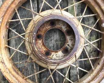 Ford five lug wire spoke wheel, model T or A Restoration rat rod authentic vintage part.