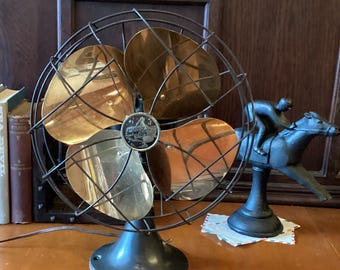 Vintage 1940s Emerson Electric Oscillating Fan Model 6250-D Brass