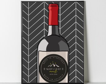 Night Court Noir Digital Print – Fantasy Wine Poster Inspired by ACOTAR