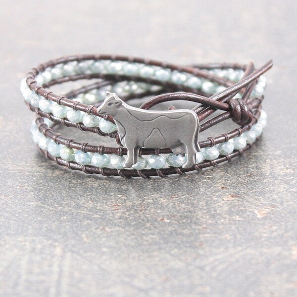 Cow Bracelet Silver Turquoise Cow Jewelry