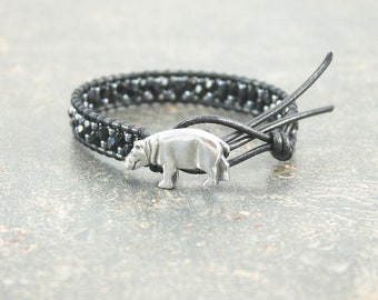 Hippo Jewelry Silver Gray Black Hippo Bracelet