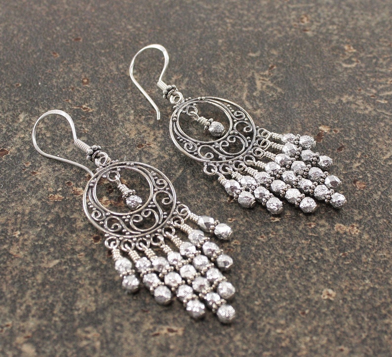 Bold Sterling Silver Chandelier Earrings Silver Gypsy Earrings Etsy