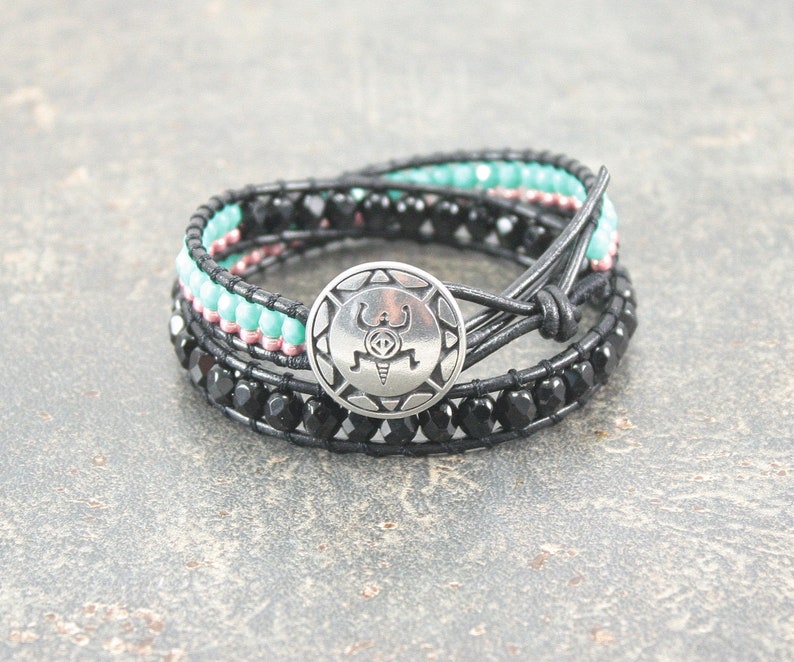 Southwest Turtle Bracelet Silver Coral Turquoise Black Turtle Jewelry image 2