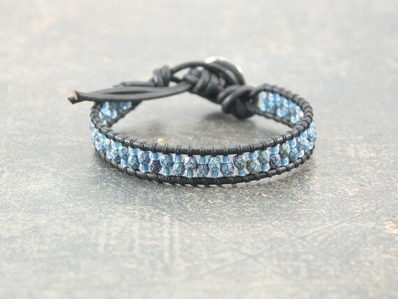 注目ブランドのギフト Leather Jewelry Snake Blue Black Silver Bracelet Snake アクセサリー