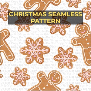Christmas Cookie Seamless Pattern, Digital Holiday Baking Design for Mugs, Pillows, Wrapping Paper, T-Shirts, Towels