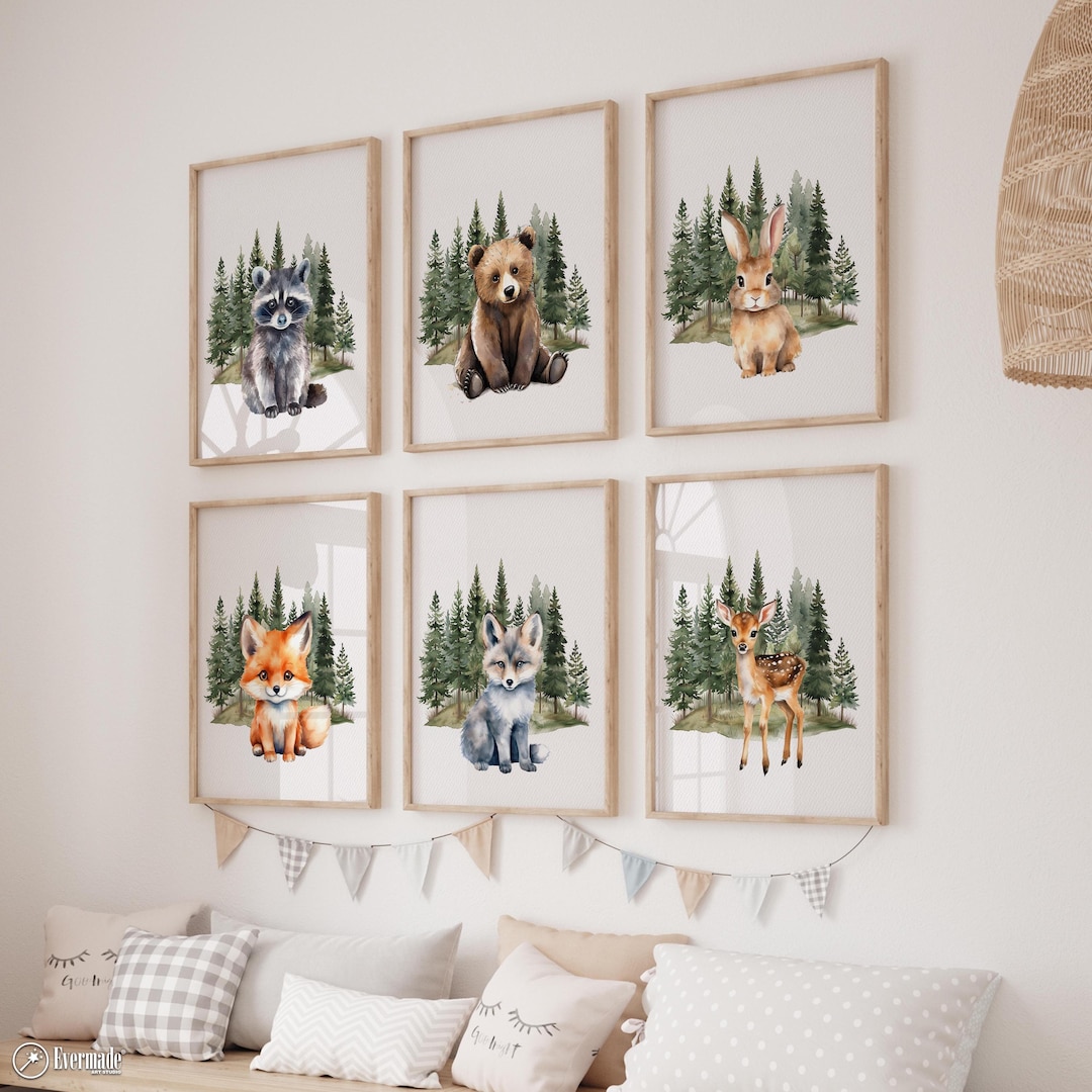 Woodland Animal Prints (set of 6) | Forest Nursery Wall Art ...