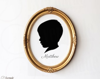 Custom Silhouette Portrait for Kids, Digital Side Profile Art, Custom Baby Keepsake, Classic Black Silhouette Printable, Family Wall Decor