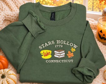 Stars Hollow besticktes Sweatshirt: Herbstmode inspiriert von Gilmore Girls