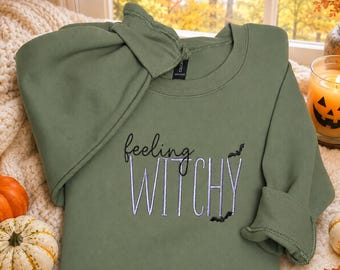 Hexenhaftes besticktes Sweatshirt: Gruselige Halloween-Saison