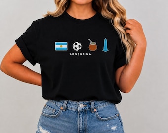 Argentina Icons T-Shirt | Comfort Colors Cotton Tee, Soccer, Mate, Obelisk