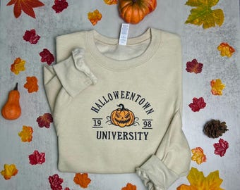Halloweentown University Sweatshirt: Embroidered Spooky Season Crewneck