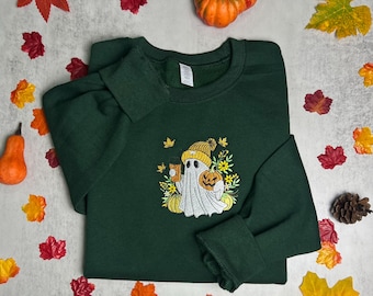 Halloween Sweatshirt, Ghost, Flower, Ghost Sweatshirt, Cute, Pretty Flowers, Spooky Sweatshirt, Spooky, Spooky season, Cute Halloween