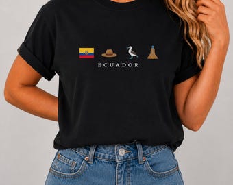 Ecuador Comfort Colors Embroidered Graphic Tee | Travel Pride Shirt