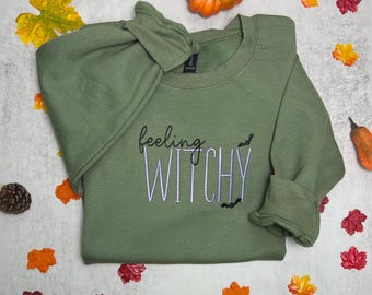 Feeling Witchy Embroidered Sweatshirt: Spooky Halloween Season