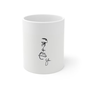 Minimalist Line Art Mug | 11oz Ceramic Cup for Coffee & Tea Lovers | Unique Gift for Artists, Home Decor, Birthdays