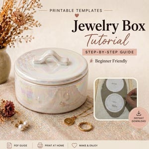 Tutorial per la realizzazione di un portagioie in ceramica in formato PDF / Modello per la costruzione di lastre di ceramica / Schema per scatola portagioie rotonda / Scatola in argilla fai da te per principianti