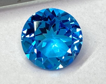 Schweizer Blautopas Edelstein - Runder Brilliantschliff, Natürlicher Kleiner Stein 5 mm-10 mm