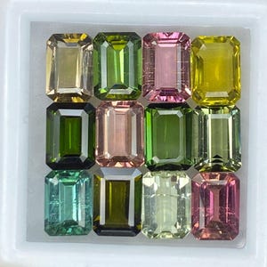 Mehrfarbiger Turmalin Edelstein, natürliche Achteck Edelsteine, facettierter Stein 3 x 5 mm - 6 x 8 mm