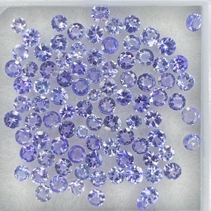 2mm Tanzanite Round Brilliant Cut Gemstone - Natural Tanzanite Faceted Loose Stone for Jewelry