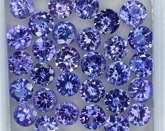 Natural Tanzanite Round Brilliant Cut Gemstone - Tanzanite Faceted Loose Stone 3mm 4mm