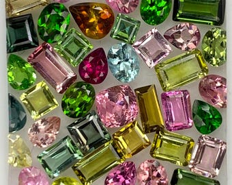 AAA Tourmaline Gemstone Lot, Multi Color Faceted Loose Stones, Mix Gemstone 3x5-8x10mm