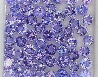 Faceted Tanzanite Round Brilliant Cut Loose Stone - Natural Tanzanite Gemstone for Jewelry (2.5mm - 3mm)
