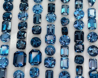 Mix Shape London Blue Topaz Faceted Loose Stone - AAA Natural mixed gemstones Lot 6x4mm-10x12mm