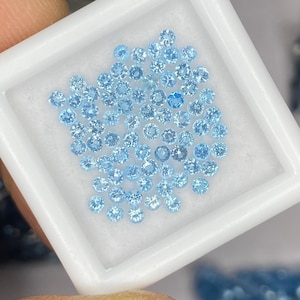 2mm Swiss Topaz Round Brilliant Cut Gemstone - Faceted Loose Stone, Natural Blue Gemstones for Jewelry