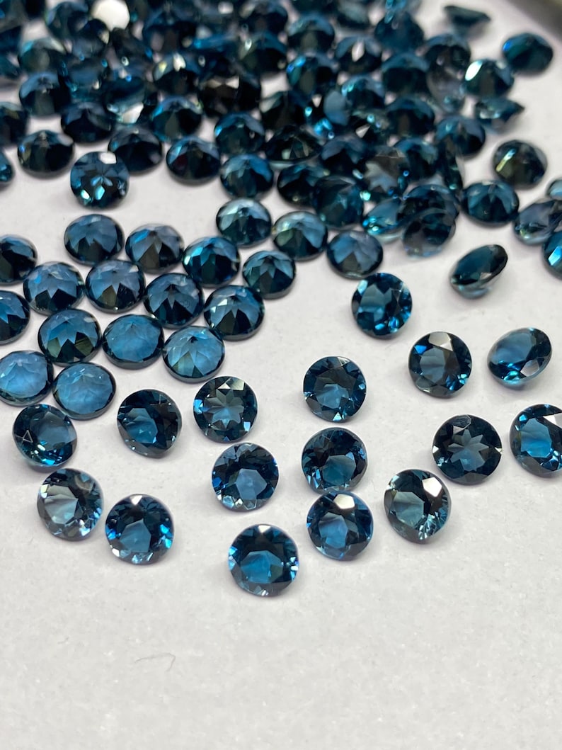 Natural London Blue Topaz Round brilliant cut - assorted gemstone Lot, Faceted Loose Stone 5mm-10mm
