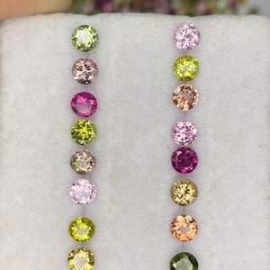 Meerkleurige toermalijn ronde briljantgeslepen edelsteen, natuurlijke gefacetteerde losse steen voor sieraden (3-6 mm)