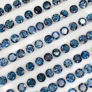 Natural London Blue Topaz Round brilliant cut - assorted gemstone Lot, Faceted Loose Stone 5mm-10mm