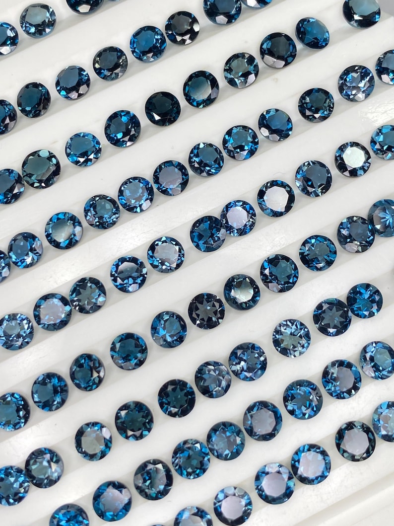 Natural London Blue Topaz Round brilliant cut - assorted gemstone Lot, Faceted Loose Stone 5mm-10mm
