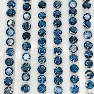 Natural London Blue Topaz Round brilliant cut - assorted gemstone Lot, Faceted Loose Stone 5mm-10mm