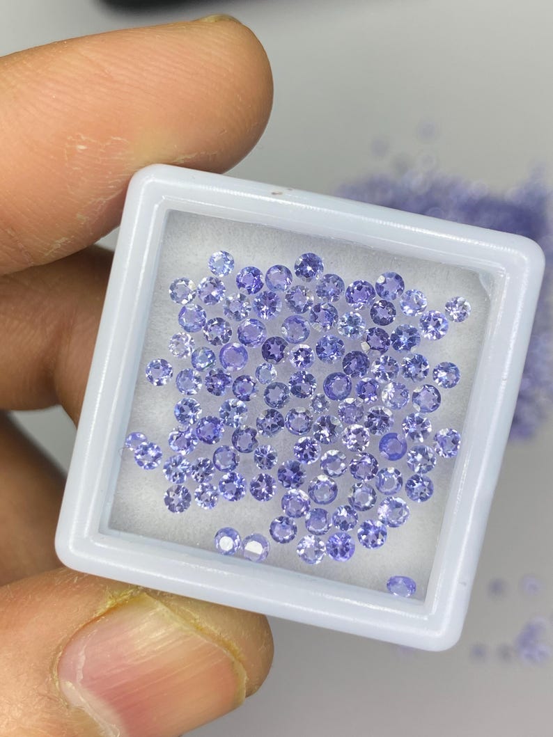 2mm Tanzanite Round Brilliant Cut Gemstone - Natural Tanzanite Faceted Loose Stone for Jewelry
