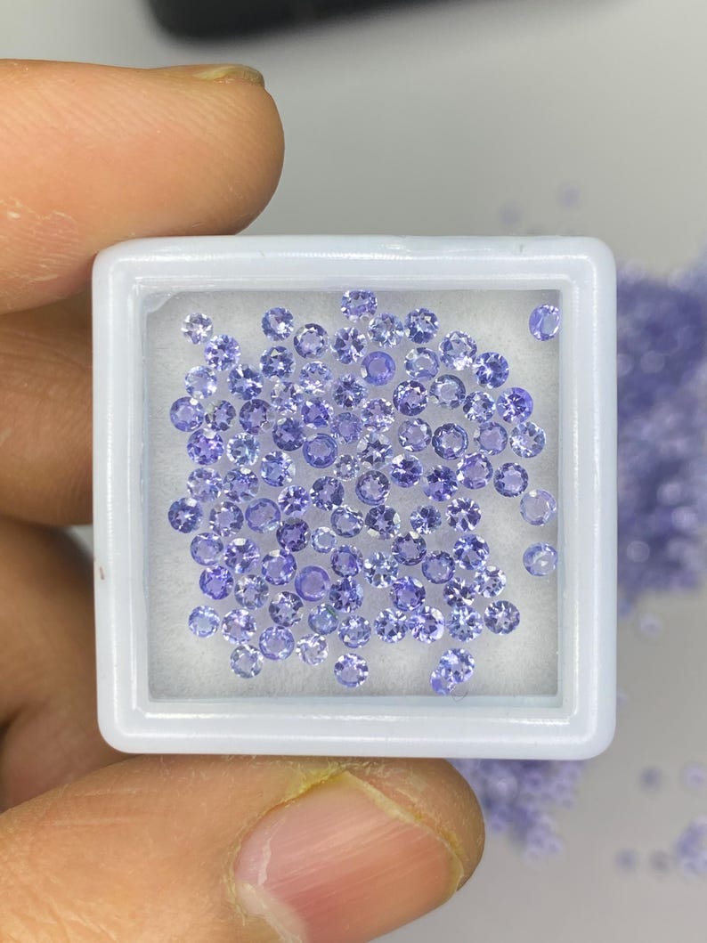 2mm Tanzanite Round Brilliant Cut Gemstone - Natural Tanzanite Faceted Loose Stone for Jewelry