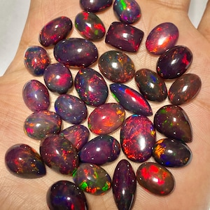 Red Fire opal Cabochon lot, Ethiopian Black opal mix Shape Lot, fire opal Gemstone lot, Loose Opal Stone, Top Quality Genuine Fire opal Cabs