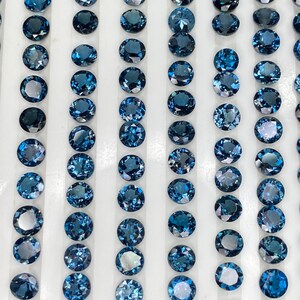 Natural London Blue Topaz Round brilliant cut - assorted gemstone Lot, Faceted Loose Stone 5mm-10mm
