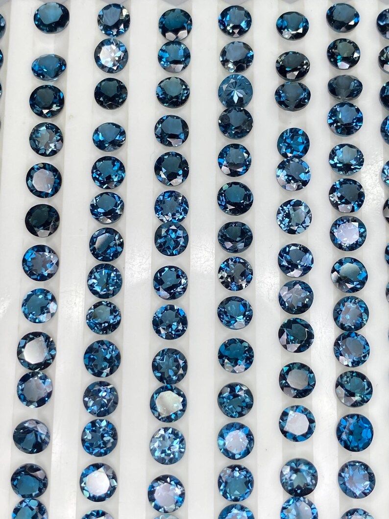 Natural London Blue Topaz Round brilliant cut - assorted gemstone Lot, Faceted Loose Stone 5mm-10mm