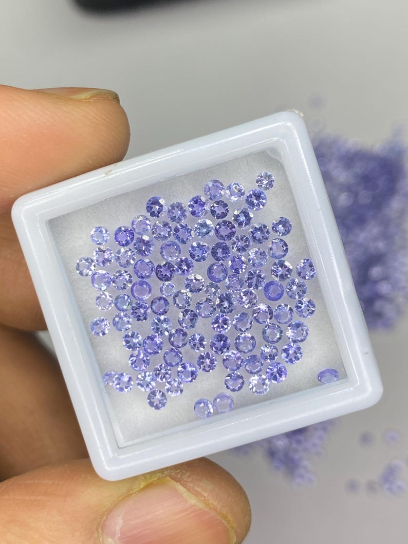 2mm Tanzanite Round Brilliant Cut Gemstone - Natural Tanzanite Faceted Loose Stone for Jewelry