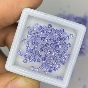 2mm Tanzanite Round Brilliant Cut Gemstone - Natural Tanzanite Faceted Loose Stone for Jewelry