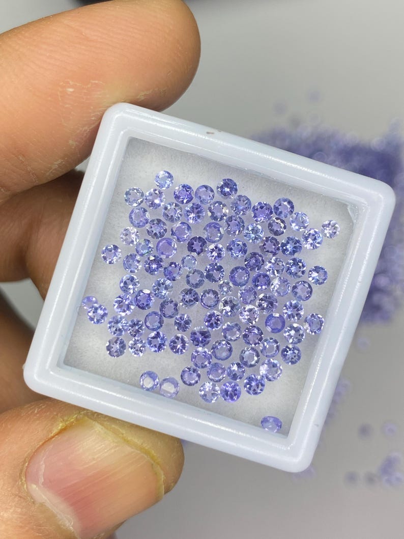 2mm Tanzanite Round Brilliant Cut Gemstone - Natural Tanzanite Faceted Loose Stone for Jewelry