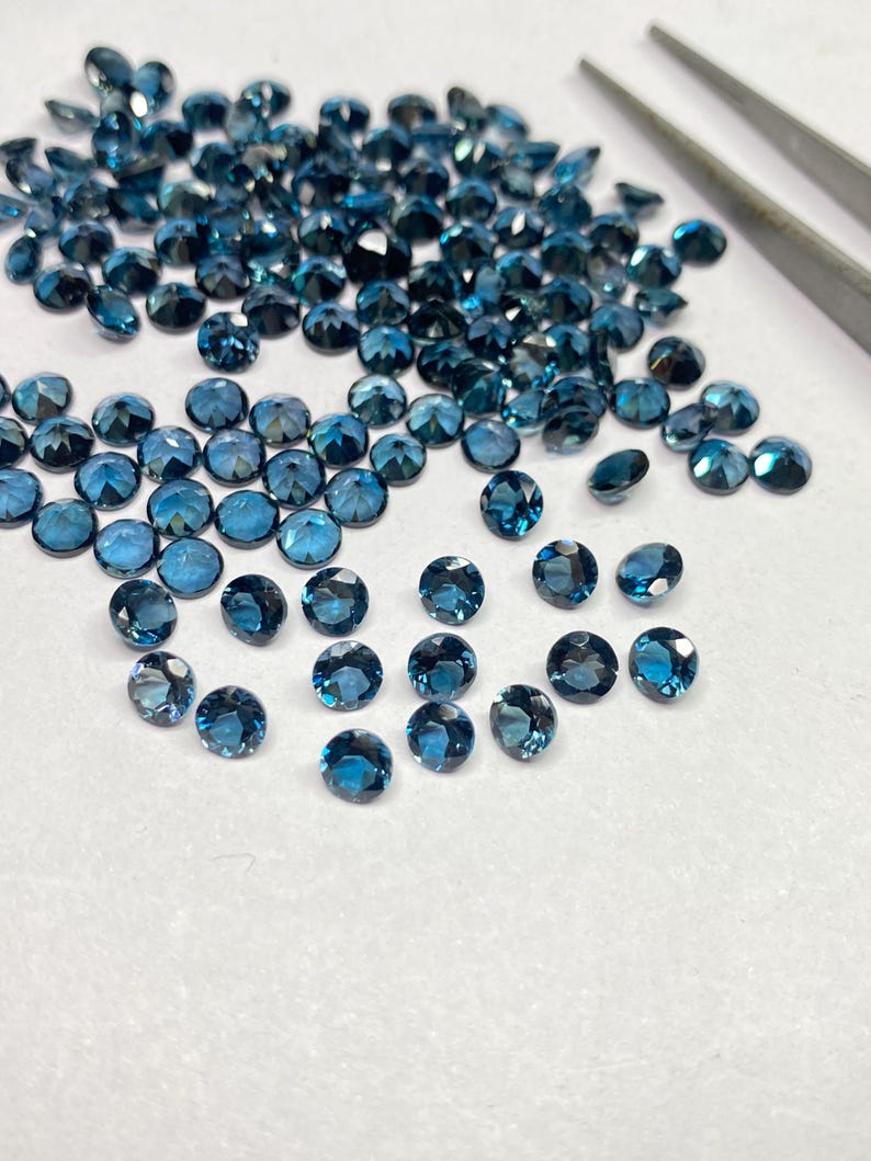 Natural London Blue Topaz Round brilliant cut - assorted gemstone Lot, Faceted Loose Stone 5mm-10mm