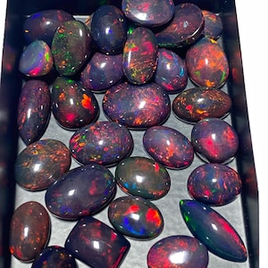 Red Fire opal Cabochon lot, Ethiopian Black opal mix Shape Lot, fire opal Gemstone lot, Loose Opal Stone, Top Quality Genuine Fire opal Cabs