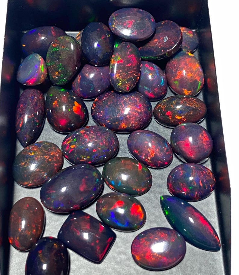 Red Fire opal Cabochon lot, Ethiopian Black opal mix Shape Lot, fire opal Gemstone lot, Loose Opal Stone, Top Quality Genuine Fire opal Cabs