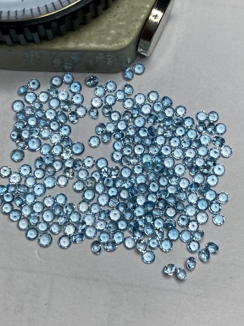 2mm Swiss Topaz Round Brilliant Cut Gemstone - Faceted Loose Stone, Natural Blue Gemstones for Jewelry