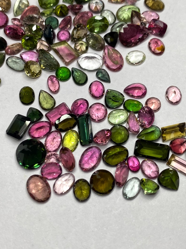 Mix Shape Tourmaline Gemstone Cut, Natural Faceted tourmaline Lot, Multi Color Loose Stone 3x5-8x10mm