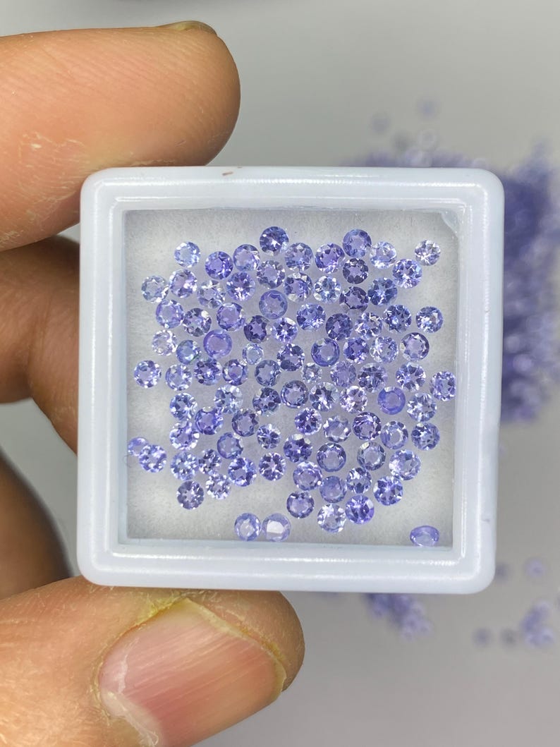 2mm Tanzanite Round Brilliant Cut Gemstone - Natural Tanzanite Faceted Loose Stone for Jewelry